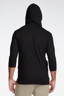 Men's 3/4 Sleeve Cowl Neck Visor Hoodie — Mika Jaymes (view 7)