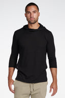 Men's 3/4 Sleeve Cowl Neck Visor Hoodie — Mika Jaymes (view 8)