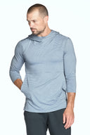 Men's 3/4 Sleeve Cowl Neck Visor Stripe Hoodie - view 4