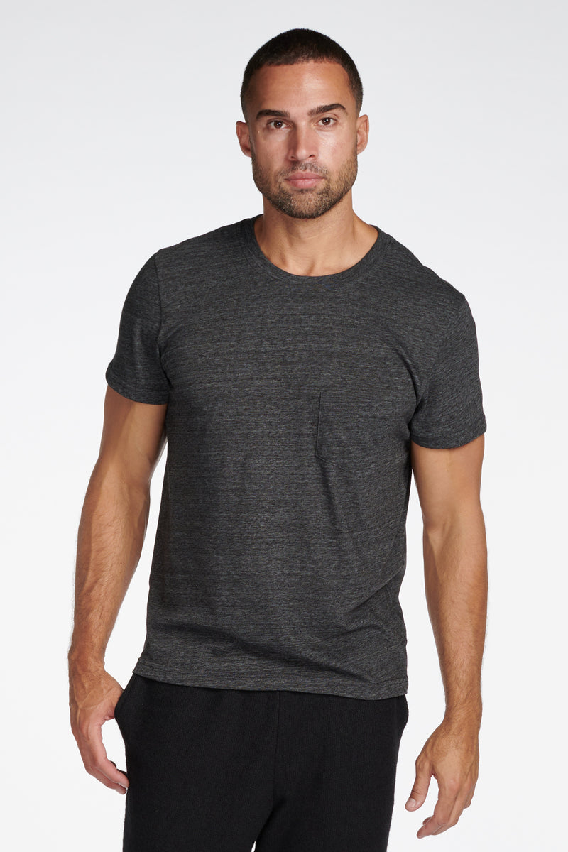 Men's Tri-Blend V-Pocket Tee — Charcoal Black
