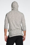 Men's Cambridge 3/4 Sleeve Cowl Neck Visor Hoodie Sweater - Variegated Ivory/Black - view 3
