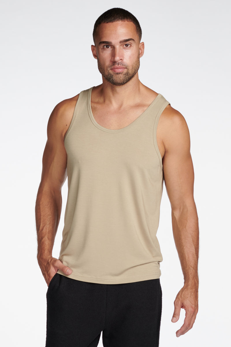 Men's Modal Scoop Neck Tank Top — Silver Mink