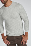 Men's Pullover Sweater - Light Grey Speck Stripe - view 2