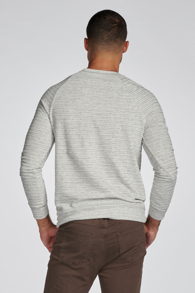 Men's Pullover Sweater - Light Grey Speck Stripe