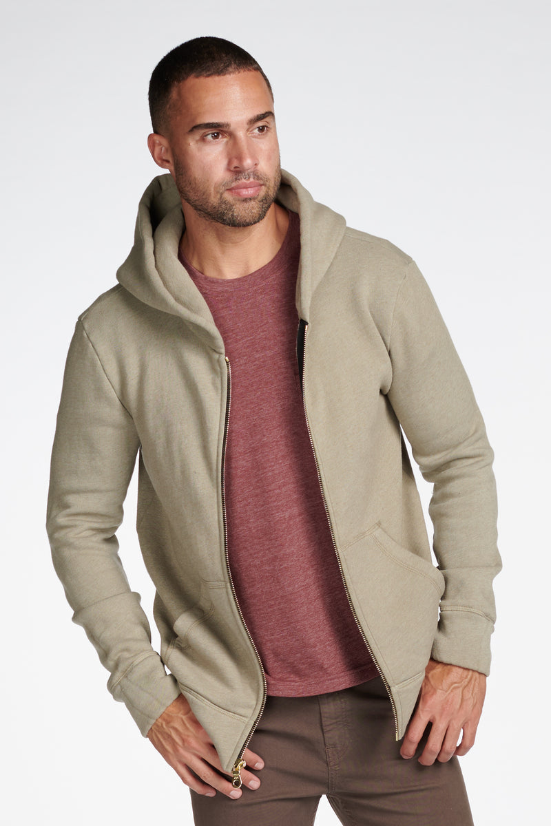 Mika Jaymes Men's French Terry Zip Front Hoodie Silver Mink / M