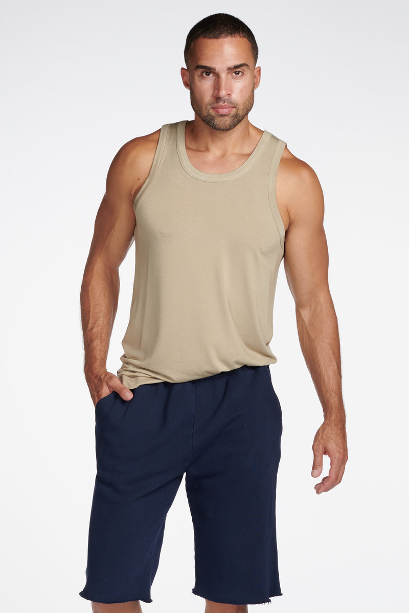 Men's Modal Hi-Lo Tank — Silver Mink