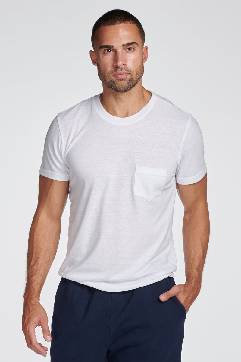 Men's Tri-Blend V-Pocket Tee — White