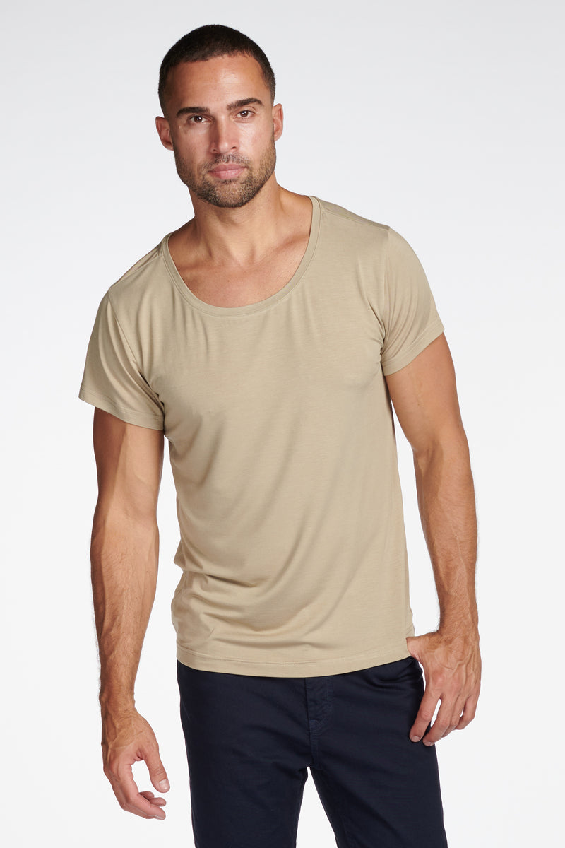 Men's Modal Wide Neck Tee — Silver Mink