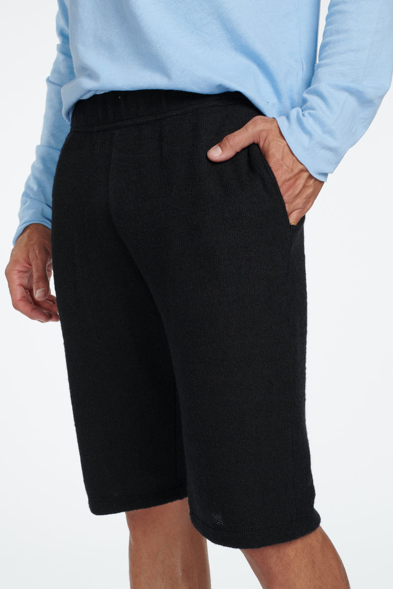 Men's Soft Knit Melange Shorts — Jet Black