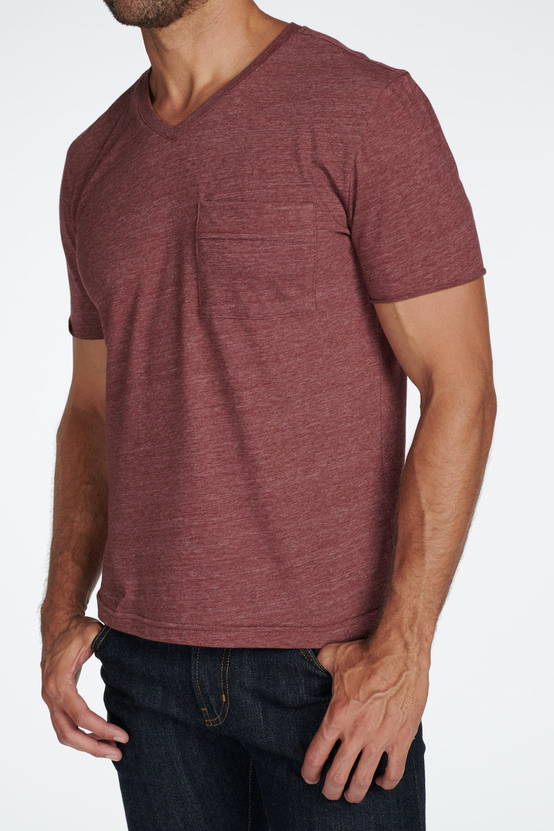 Men's Princeton Wide Pocket V-Neck Tee — Maroon
