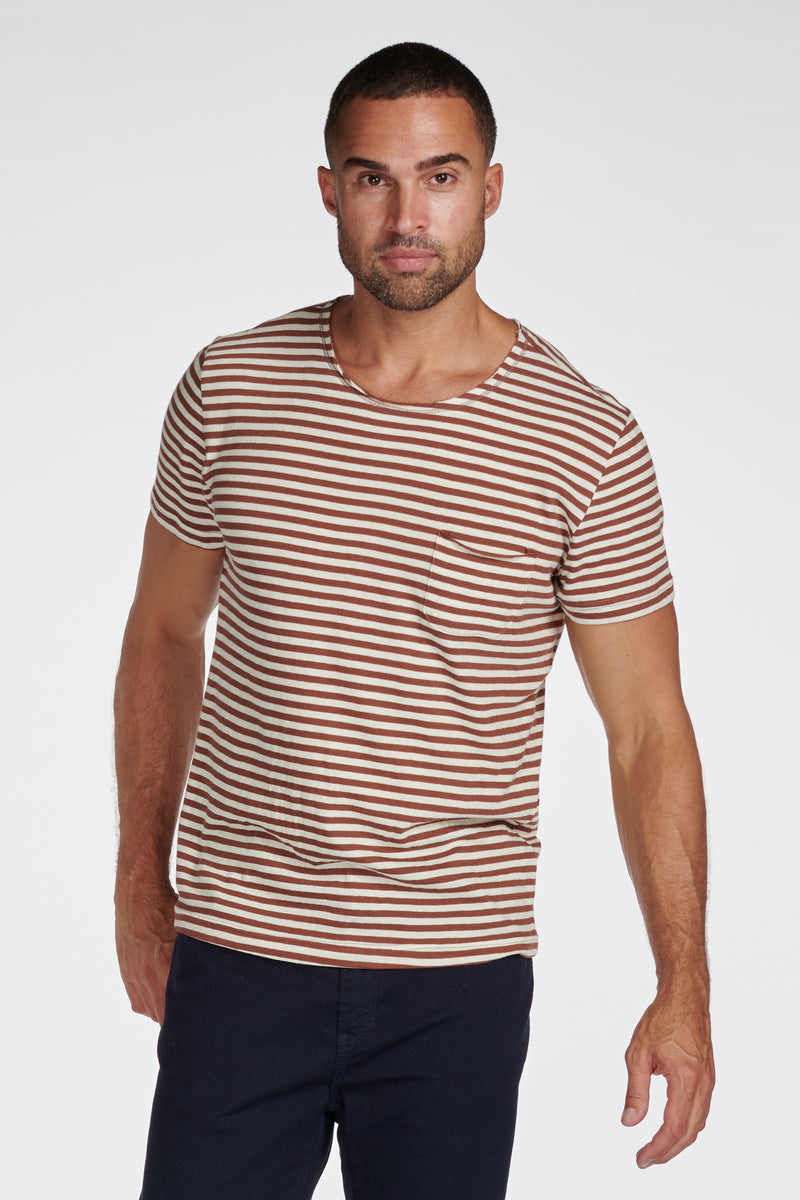 Men's Sailor Pocket Stripe Tee — Rust/Ivory