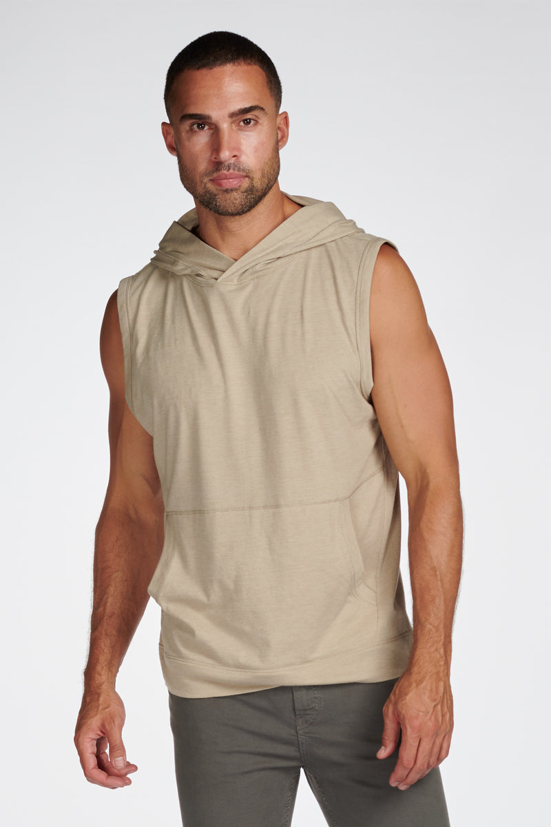Men's Sleeveless Tri-Blend Hoodie — Silver Mink