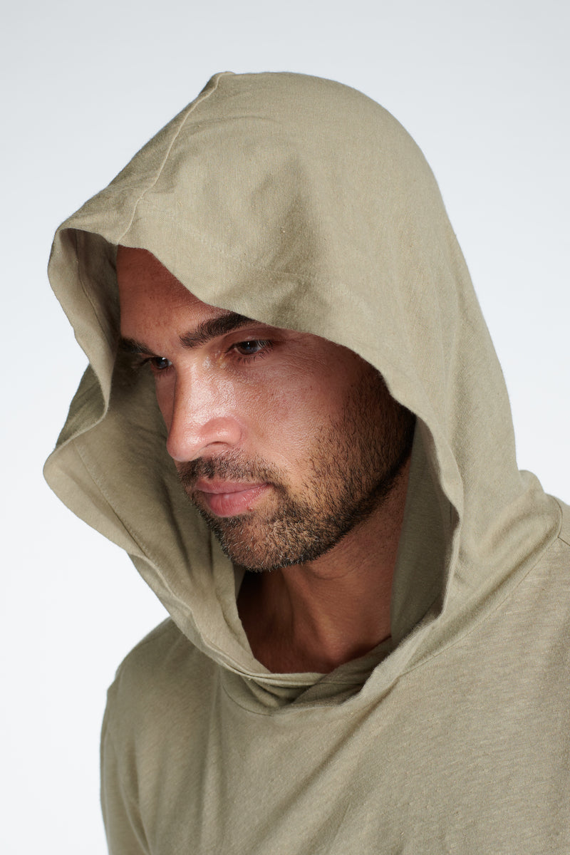 Men's Linen Blend Short Sleeve Hoodie