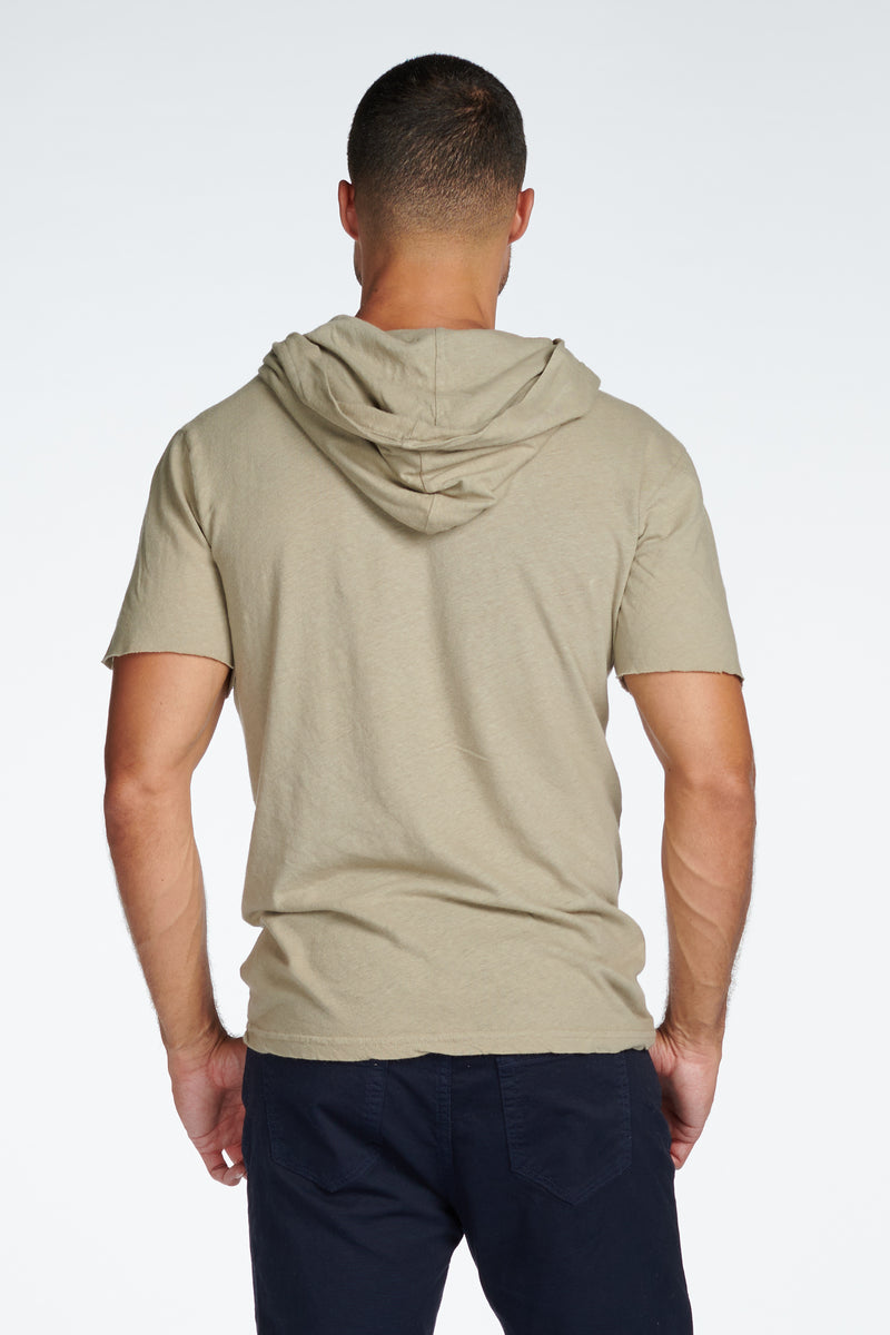 Men's Linen Blend Short Sleeve Hoodie
