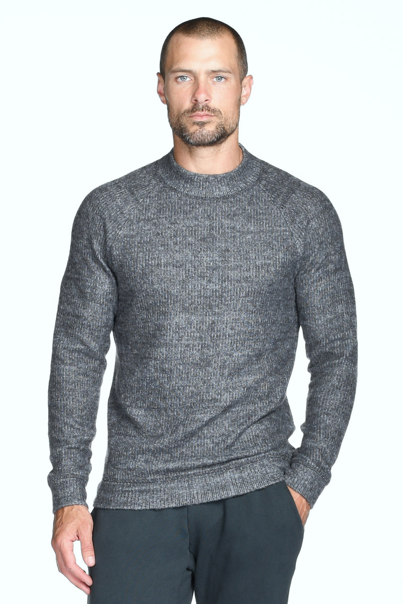 Men's Soft Knit Melange Wide Neck Pullover Sweater — Grey