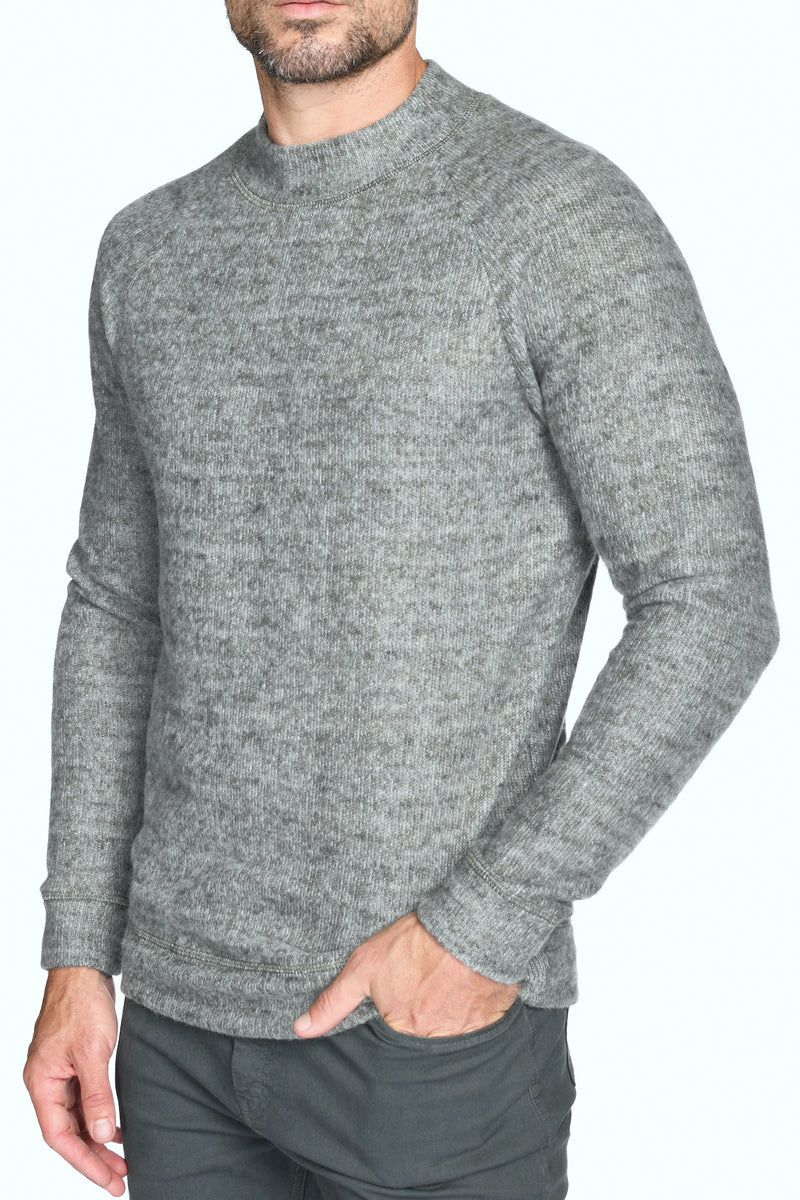 Men's Soft Knit Melange Wide Neck Pullover Sweater — Army