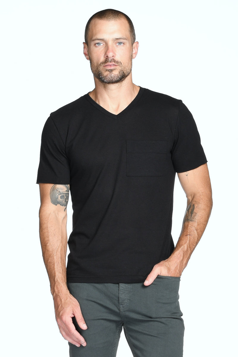Men's Princeton Wide Pocket V-Neck Tee — Jet Black