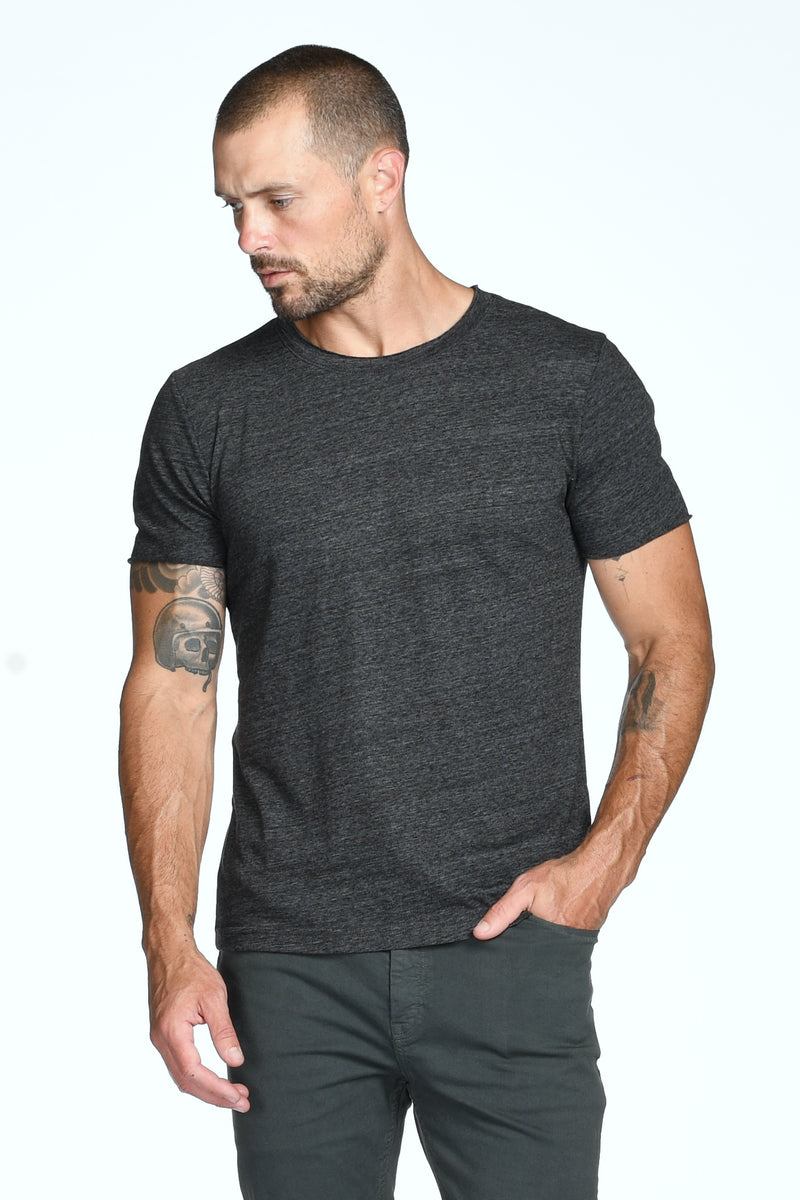 Men's Brolin Raw Neck Crew Tee — Charcoal Black
