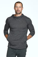 Men's 3/4 Sleeve Cowl Neck Visor Stripe Hoodie - view 7