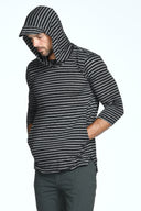 Men's 3/4 Sleeve Cowl Neck Visor Stripe Hoodie - view 9
