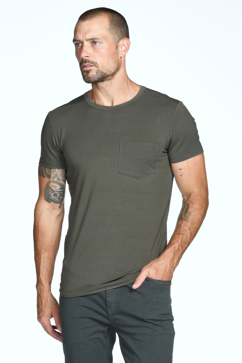 Men's Madison Modal V-Pocket Crew with Shoulder Seam — Army