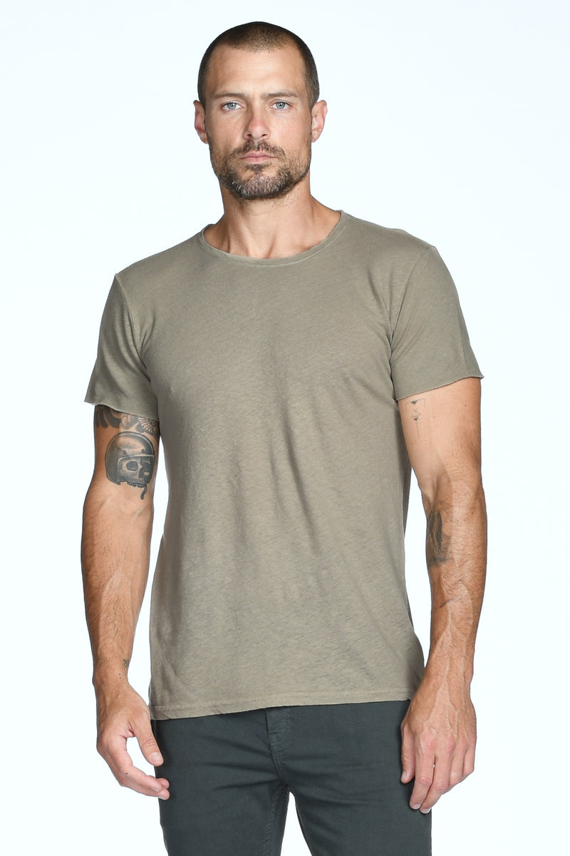 Men's Linen Blend Crew Neck Tee — Silver Mink
