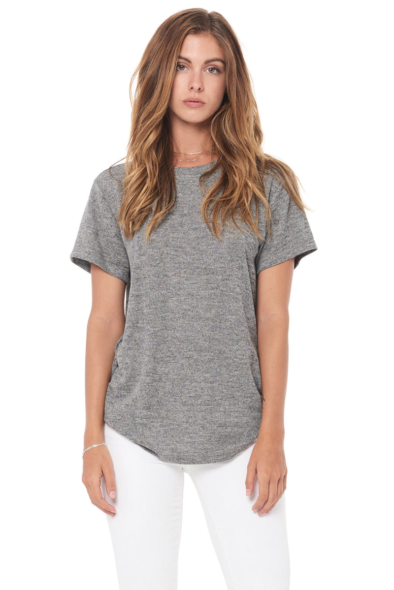 WOMEN'S NOVELTY TEXTURE CREW NECK TEE - BLACK GRAVEL — BLACK GRAVEL