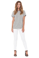 Women's Novelty Texture Crew Neck Tee - Melange - view 3