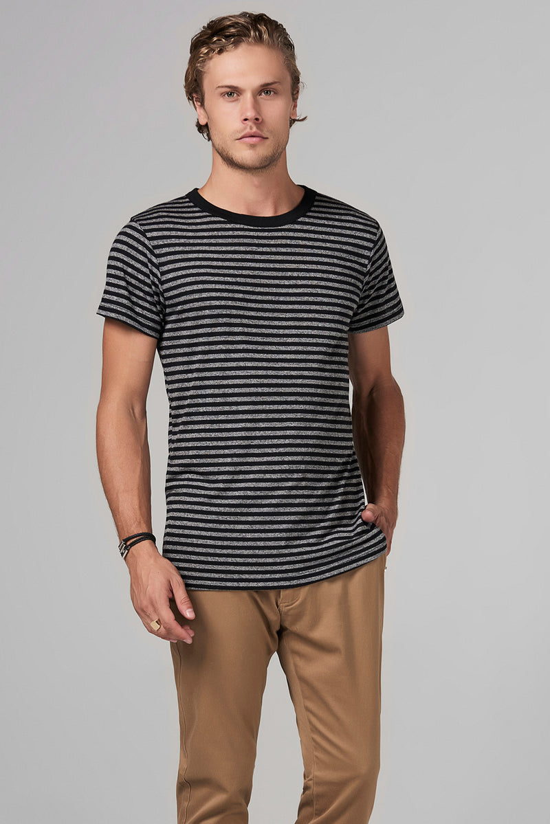 Men's Relaxed Crew Neck Tee - Quarter Stripe — QUARTER STRIPE