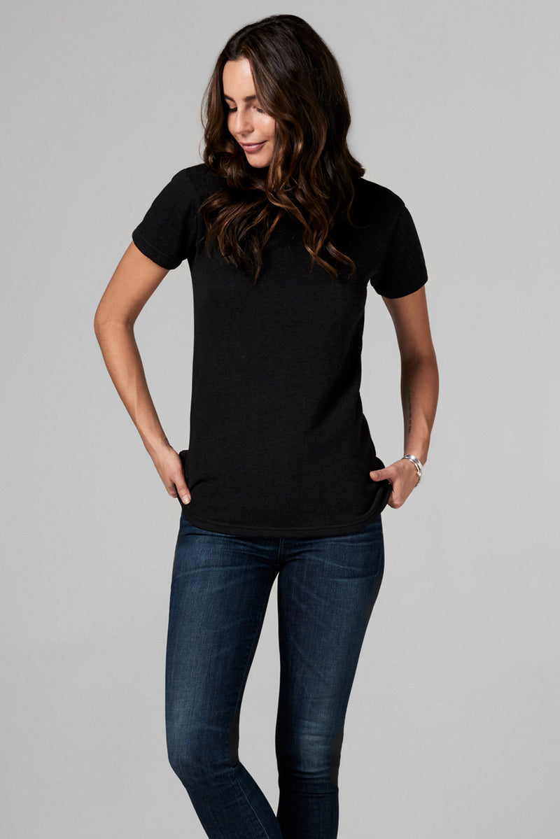 WOMEN'S MODAL RELAXED CREW NECK TEE - BLACK — BLACK