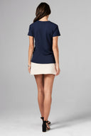 Women's Slub Crew Neck Tee - Navy - view 3