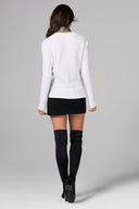 Women's Waffle Thermal Sweater Pullover - White - view 2