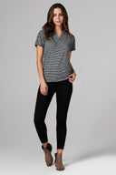 Women's Cross V-Neck Tee - Thin Stripe - view 2