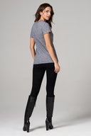 Women's Cross V-Neck Tee - Mini Stripe - view 5