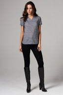 Women's Cross V-Neck Tee - Mini Stripe - view 3