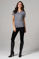 Women's Cross V-Neck Tee - Mini Stripe - view 2
