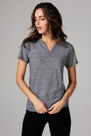 Women's Cross V-Neck Tee - Mini Stripe