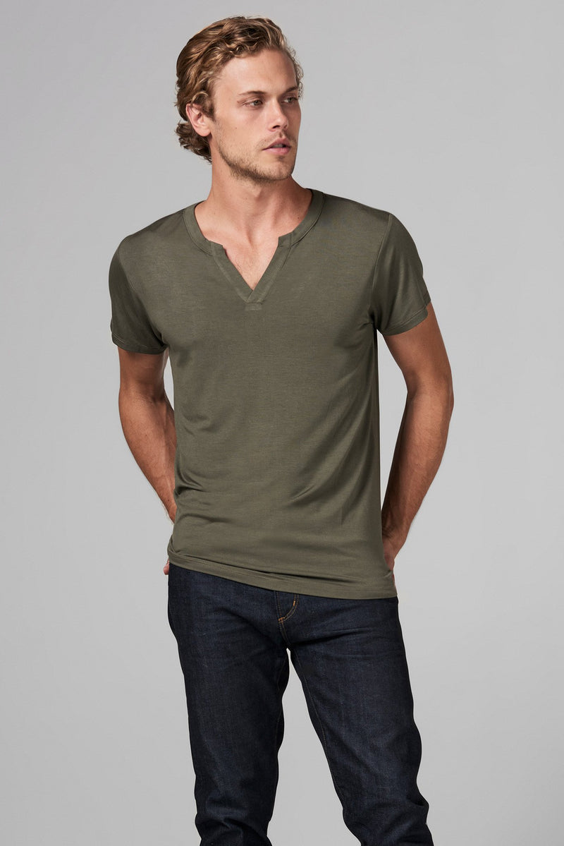 Men's Modal Cross V-Neck Tee — Army