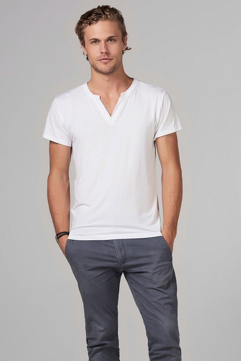 Men's Modal Cross V-Neck Tee — White