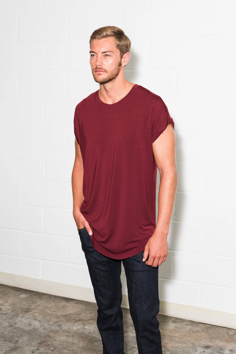 Men's Modal Curved Bottom Crew Tee — Maroon