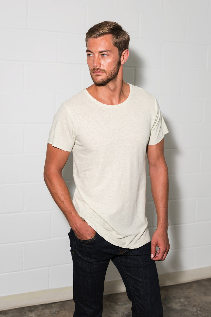 Men's Linen Blend Crew Neck Tee — Clay