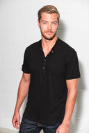 Men's Cotton Linen Snap-Up Mock Neck Tee - view 6
