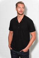 Men's Cotton Linen Snap-Up Mock Neck Tee - view 5
