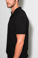 Men's Cotton Linen Snap-Up Mock Neck Tee - view 8