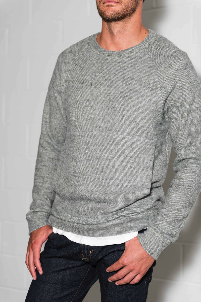 Men's Soft Knit Melange Kangaroo Pocket Pullover Sweater — Grey