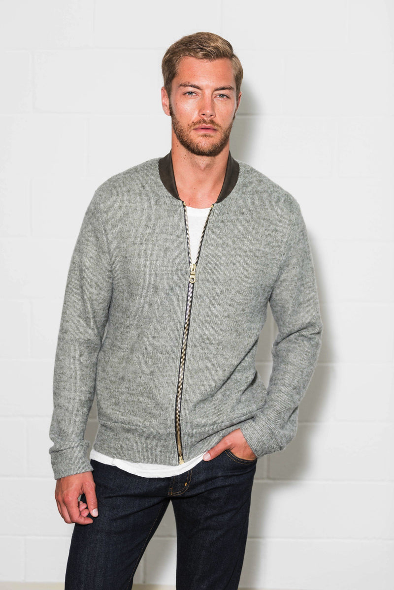 Men's Soft Knit Melange Bomber Jacket — Army