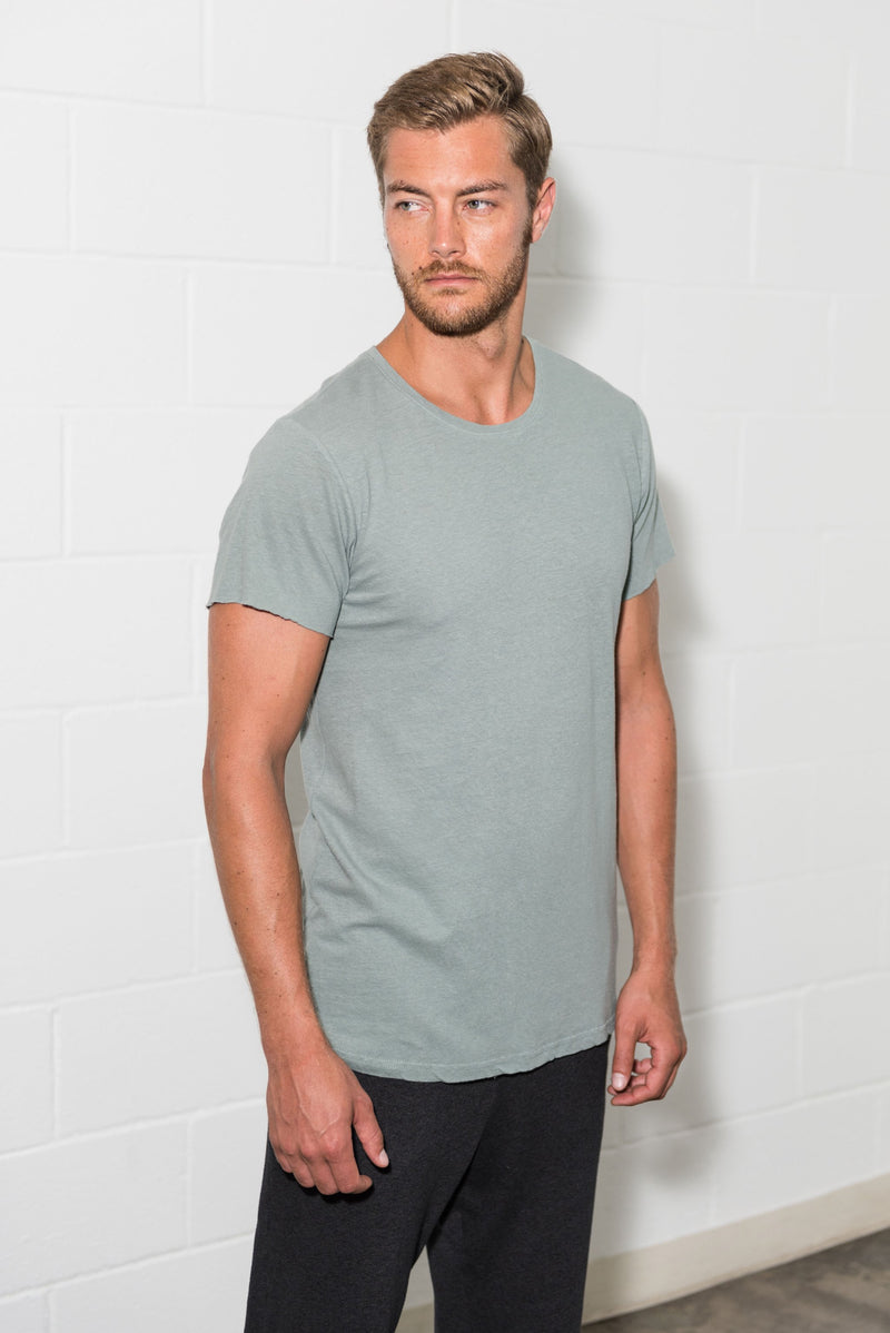 Men's Linen Blend Crew Neck Tee — Slate Blue