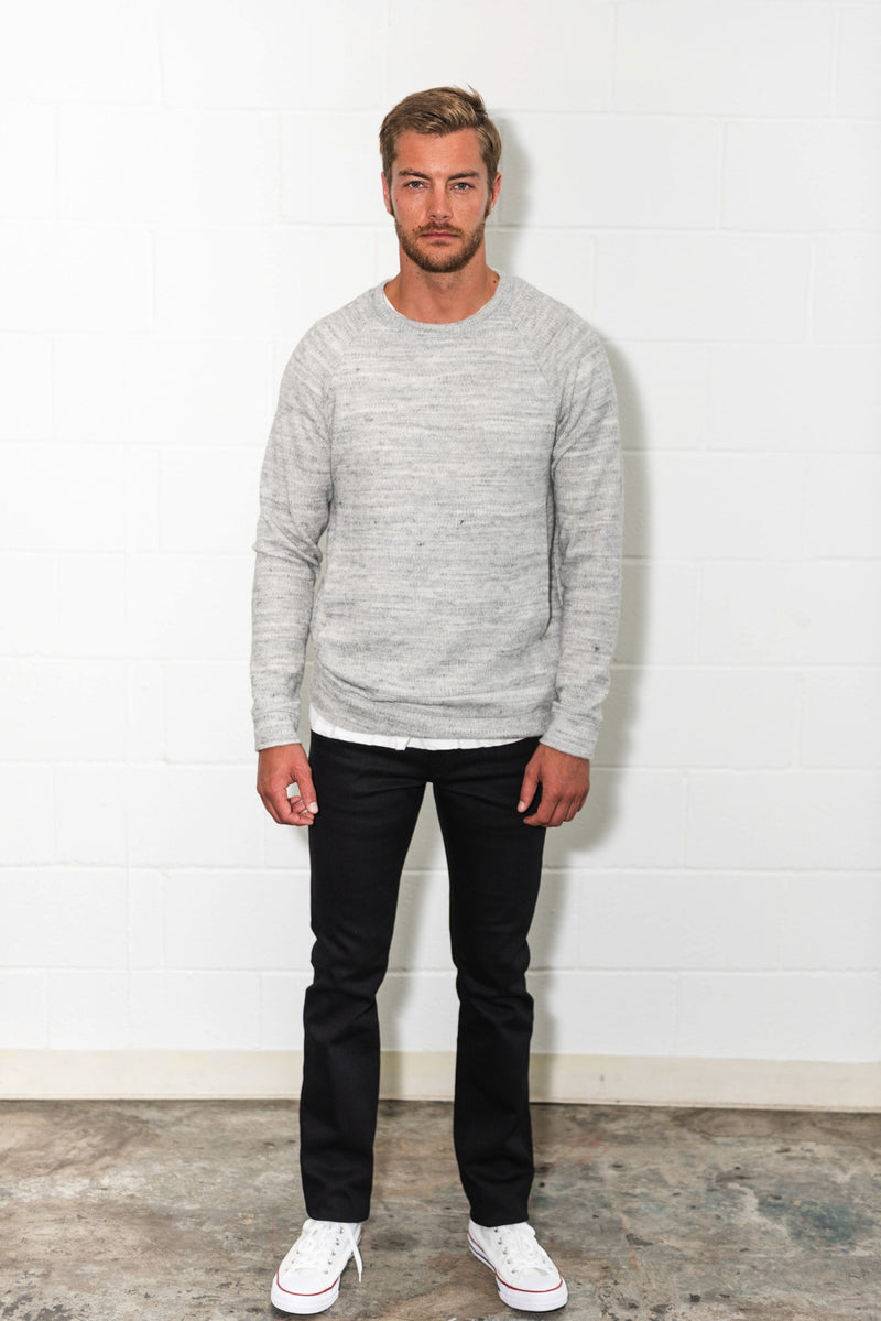 Men's Soft Knit Melange Kangaroo Pocket Pullover Sweater — Heather Grey