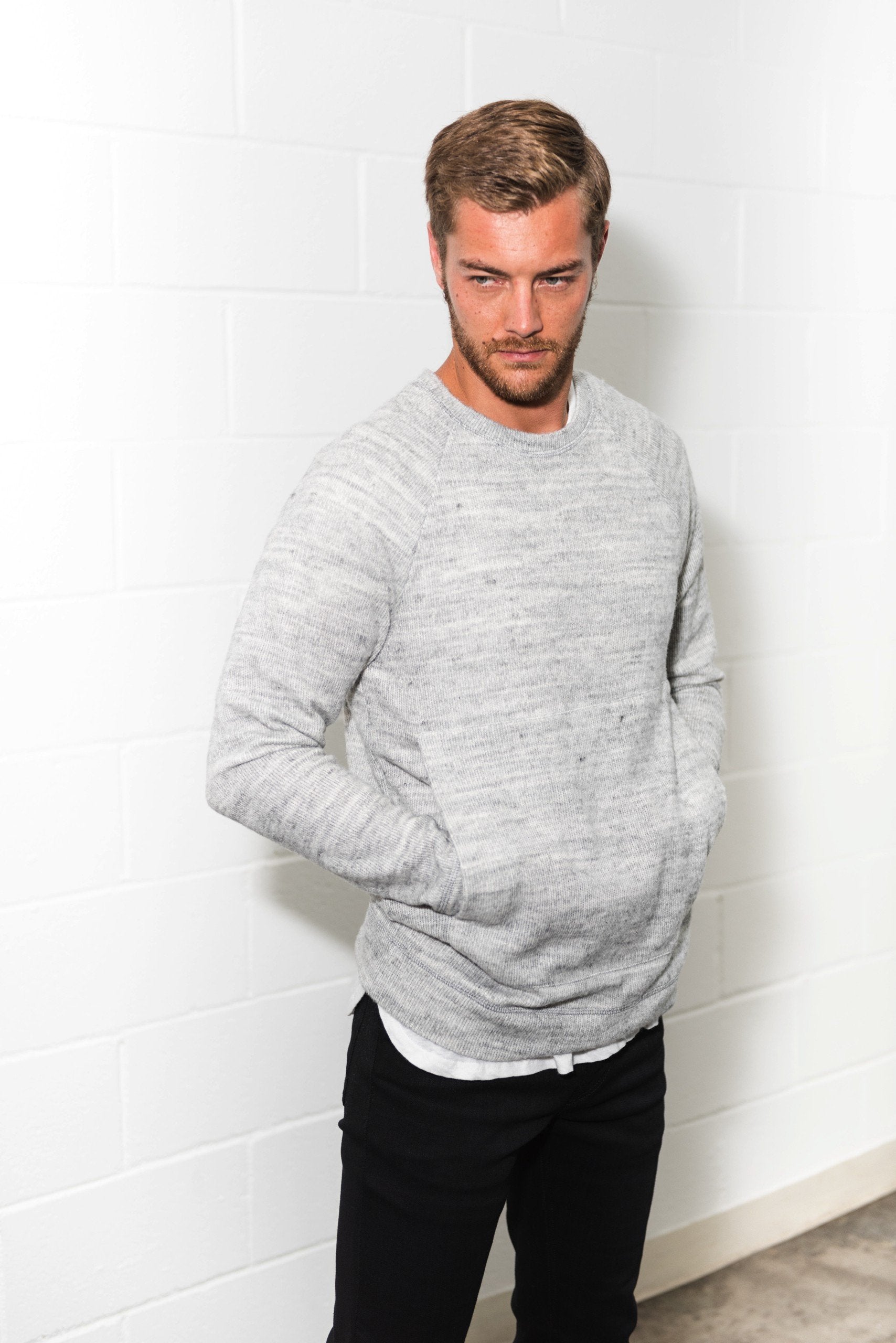 Men's Soft Knit Melange Kangaroo Pocket Pullover Sweater – Mika Jaymes