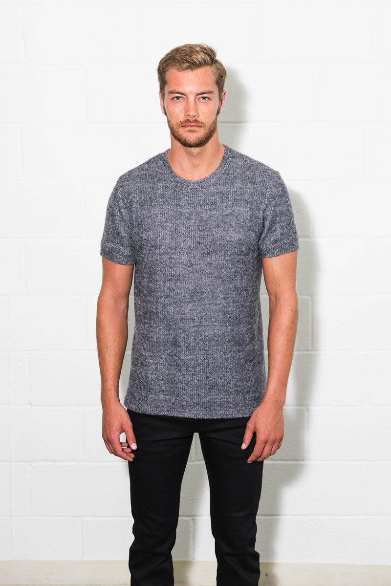 Men's Soft Knit Melange Short Sleeve Crew Tee — Grey